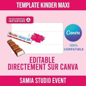 Modello Canva Kinder Maxi | Cancelleria scaricabile | Etichette, inviti e decorazioni stampabili | Modello scaricabile