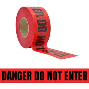Barricade Caution Non-Adhesive Tape - 3 inch x 1000 ft. - Red w/Black Text &quot;Danger DO NOT Enter&quot; for Workplace Safety.