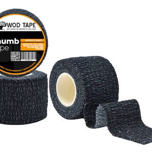 Black Weightlifting Thumb Tape: Latex-Free Cotton Hand Wrap (Pack of 3)