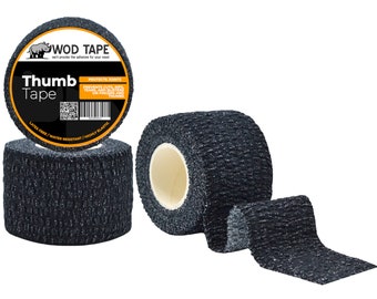 Black Weightlifting Thumb Tape: Latex-Free Cotton Hand Wrap (Pack of 3)