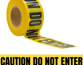 Barricade Caution Non-Adhesive Tape - 3 inch x 1000 ft. Yellow w/Black Text "Caution Do Not Enter" for Workplace Safety.