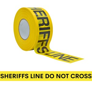 Barricade Caution Non-Adhesive Tape - 3 inch x 1000 feet - Bright Yellow w/Black Text &quot;Sheriff&#39;s Line Do Not Cross&quot; for Workplace Safety.