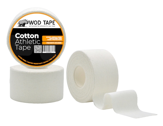 White Cotton Athletic Tape: Latex-Free Self-Adhesive (Pack of 3)