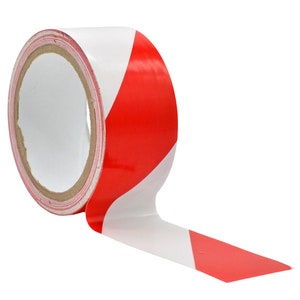 Safety Marking Tape - Red and White, 18 yds. High-Visibility For Walls, Floors, Equipment, Warehouse, Factories. Multiple Sizes Available.