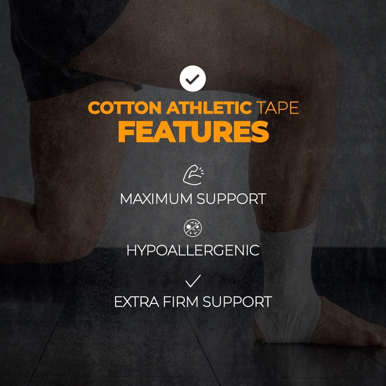 White Cotton Athletic Tape: Latex-Free Self-Adhesive (Pack of 3) image 2