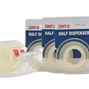 Invisible Stationery Clear Tape with Half-Sided Refillable Retail Dispenser Ideal for Home, School or Office Applications. 1/2 inch wide.