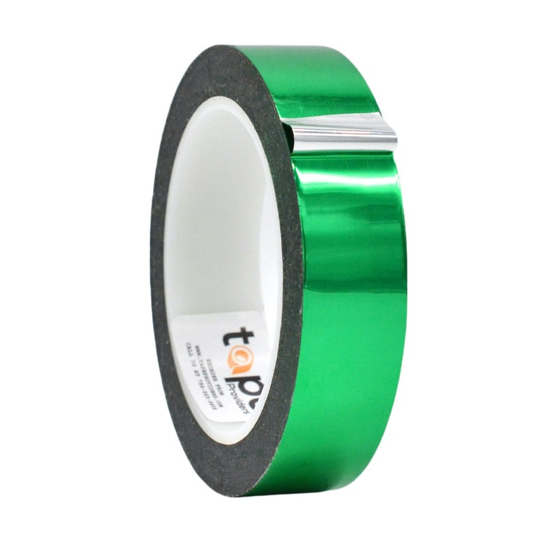 Metalized Mylar Film Tape. 1 inch, 72 yds. Vibrant Mirror Finish, Decor Tape for Detailing Accent Wall, Graphic Arts, Car and Boat Trim. Green