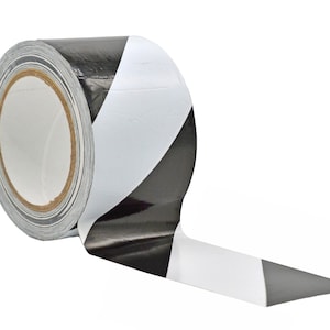 Safety Marking Tape - Black and White, 18 yds. High-Visibility For Walls, Floors, Equipment, Warehouse, Factories. Multiple Sizes Available.