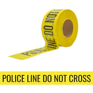Barricade Caution Non-Adhesive Tape - 3 inch x 1000 feet - Bright Yellow w/Black Text &quot;Police Line Do Not Cross&quot; for Workplace Safety.