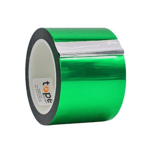 Metalized Mylar Film Tape. 3 inch, 72 yds. Vibrant Mirror Finish, Decor Tape for Detailing Accent Wall, Graphic Arts, Car and Boat Trim. Green