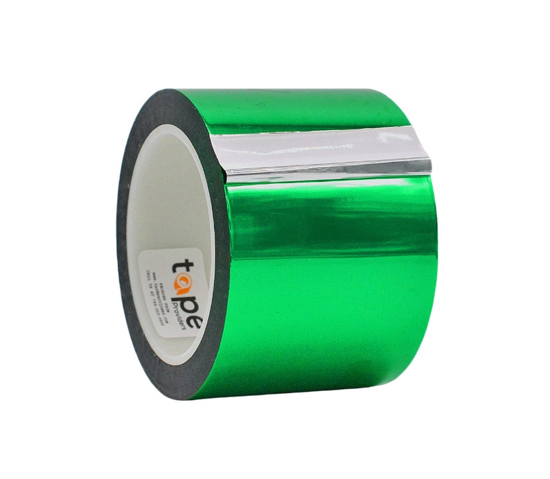 Metalized Mylar Film Tape. 3 inch, 72 yds. Vibrant Mirror Finish, Decor Tape for Detailing Accent Wall, Graphic Arts, Car and Boat Trim. Green