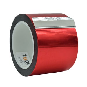 Metalized Mylar Film Tape. 3 inch, 72 yds. Vibrant Mirror Finish, Decor Tape for Detailing Accent Wall, Graphic Arts, Car and Boat Trim. Red