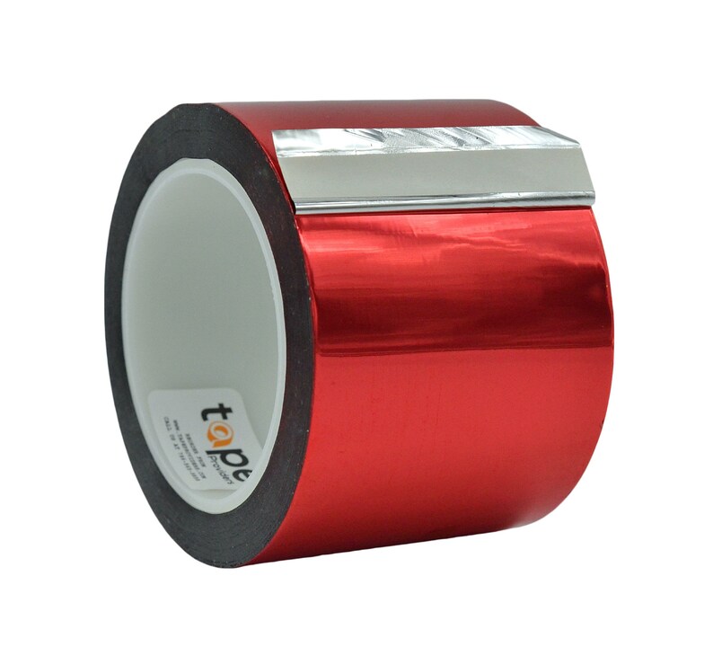 Metalized Mylar Film Tape. 3 inch, 72 yds. Vibrant Mirror Finish, Decor Tape for Detailing Accent Wall, Graphic Arts, Car and Boat Trim. Red