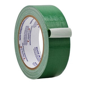 May include: A roll of green duct tape with the text "tapeproviders.com" and "MADE IN USA WITH U.S. AND GLOBAL SOURCED MATERIALS" printed on the label.
