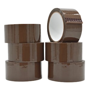 Tan Packing Tape - 2&quot; in. x 60 Yards Per Roll - Strong Heavy-Duty Industrial Shipping Box Packaging Tape for Moving, Office, & Storage.