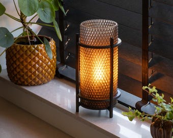 Smoke Gray PRISM Lamp – Modern Geometric Shade, Recycled PETG, Ambient Lighting, E14