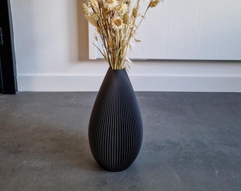 Decorative Vase "VENUS" Matte Black 3D Printed Table Decor Made from Recycled Bio-Plastic