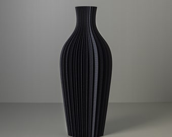 3D Printed Vase "DAISY" Matte Black for Dried Flowers, Aesthetic Kitchen & Living Room Decor Made from Recycled Bio-Plastic