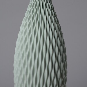 Floor Vase AQUA - Sage Green - Modern Design Vase with Wavy Surface - Lightweight 3D Printed Vase from Recycled Bioplastic - 50/60 cm Tall image 3