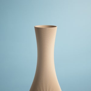 Floor Vase STELLA Beige, 3D Printed Striped Decoration Vase for Dried Flowers Made from Recycled Bio-Plastic image 6