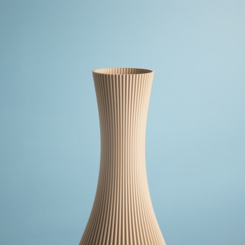 Floor Vase STELLA Beige, 3D Printed Striped Decoration Vase for Dried Flowers Made from Recycled Bio-Plastic immagine 6