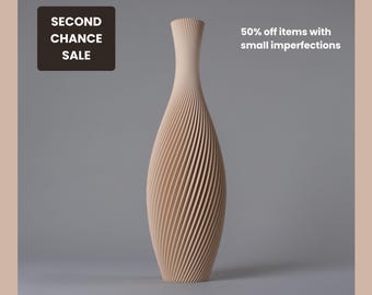 Second Chance 50% off - Floor Vase FLORA - Beige - 3D Printed Spiral Vase - For Pampas Grass - Recycled Bioplastic - 60 cm