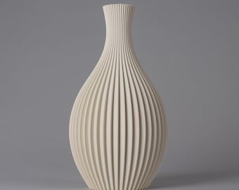 Moderne Ovale Vase LILY - Cremeweiß - 3D Gedruckte Dekovase aus recyceltem Bioplastik