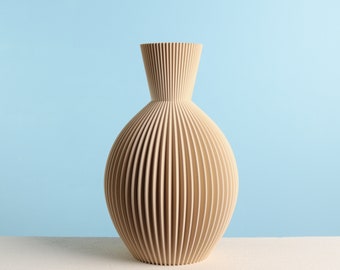 3D Printed Vase "LUNA" Beige for Dried Flowers, Eco-Friendly Table Decor Made from Bio-Plastic