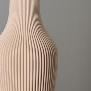 Tall Decorative Vase GROOVE Beige for Dried Flowers, 3D Printed Living Room Decor Made from Recycled Bio-Plastic image 3