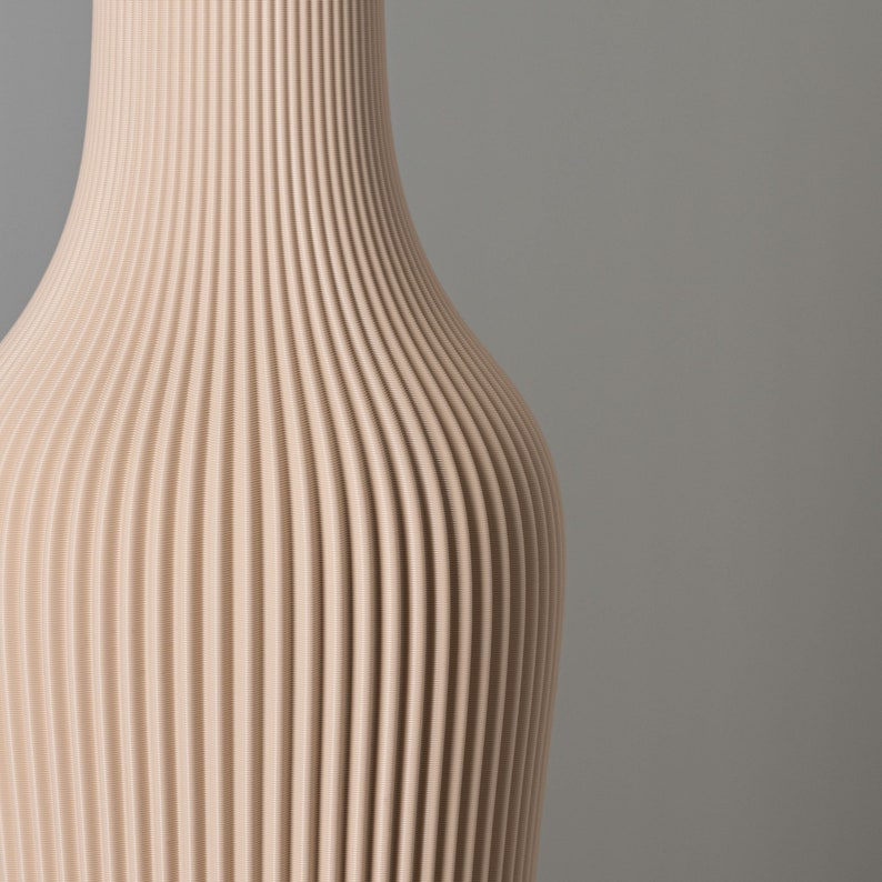 Tall Decorative Vase GROOVE Beige for Dried Flowers, 3D Printed Living Room Decor Made from Recycled Bio-Plastic image 3