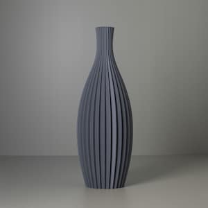 Floor Vase ROSE Grey, Tall Recycled 3D Printed Vase with Oval Shape, Modern Floor Decoration Made from Recycled Bioplastic, 50/60cm
