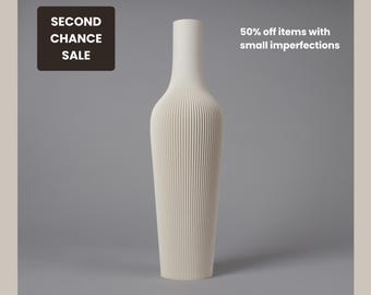 Second Chance 50% off - Tall Vase GROOVE - 3D Printed Vase with Ribbed Texture - For Pampas Grass - Recycled Bioplastic - 50 cm