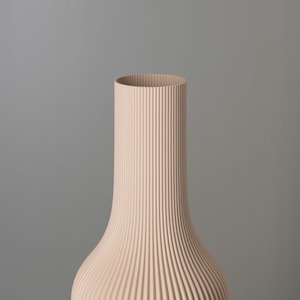 Tall Decorative Vase GROOVE Beige for Dried Flowers, 3D Printed Living Room Decor Made from Recycled Bio-Plastic image 2