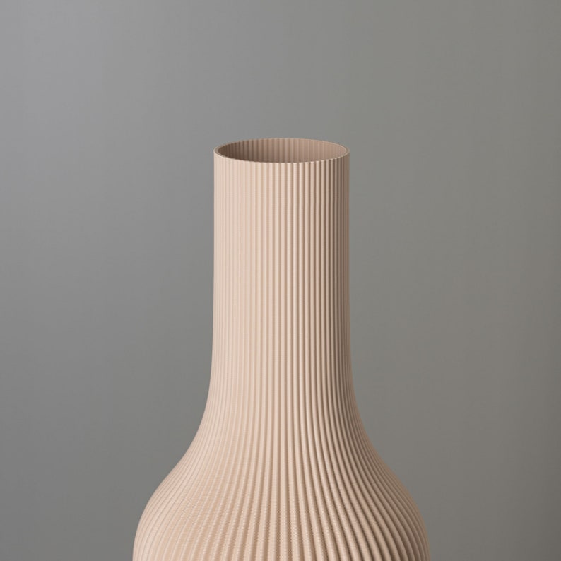 Tall Decorative Vase GROOVE Beige for Dried Flowers, 3D Printed Living Room Decor Made from Recycled Bio-Plastic image 2