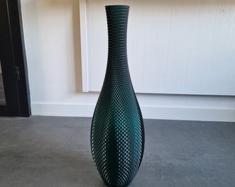 Tall Floor Vase EMERALD, Green Aesthetic 3D Printed Room Decor for Dried Flowers Made from Recycled Water Bottles