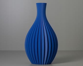 Decorative Table Vase LILY, Cobalt Blue 3D Printed Table Decor Made from Recycled Bio-Plastic