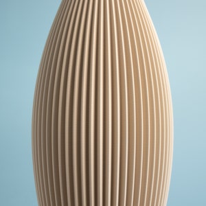Floor Vase STELLA Beige, 3D Printed Striped Decoration Vase for Dried Flowers Made from Recycled Bio-Plastic immagine 5