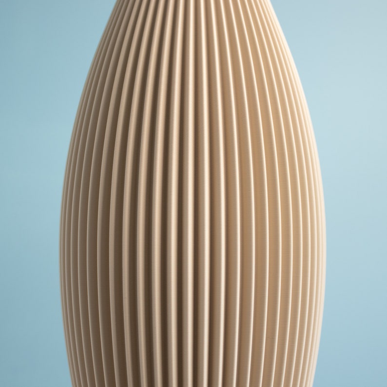 Floor Vase STELLA Beige, 3D Printed Striped Decoration Vase for Dried Flowers Made from Recycled Bio-Plastic image 5