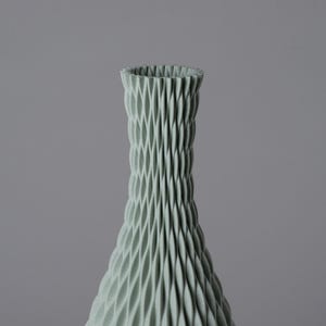 Floor Vase AQUA - Sage Green - Modern Design Vase with Wavy Surface - Lightweight 3D Printed Vase from Recycled Bioplastic - 50/60 cm Tall image 2
