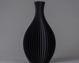 Moderne Oval Vase LILY - Matt Schwarz - 3D Gedruckte Deko Vase aus recyceltem Bioplastik