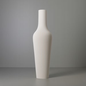 Tall Decorative Vase "GROOVE" Ivory White for Dried Flowers, 3D Printed Living Room Decor Made from Recycled Bio-Plastic