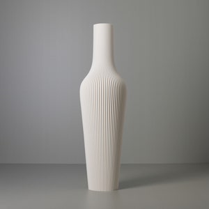 Tall Decorative Vase GROOVE Ivory White for Dried Flowers, 3D Printed Living Room Decor Made from Recycled Bio-Plastic image 1