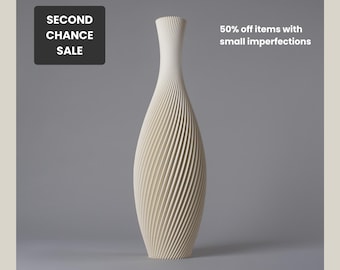 Second Chance 50% off - Vase FLORA - Creme Weiß - Leichte 3D Gedruckte Spiralvase für Pampasgras - recyceltes Bioplastik - 50 cm