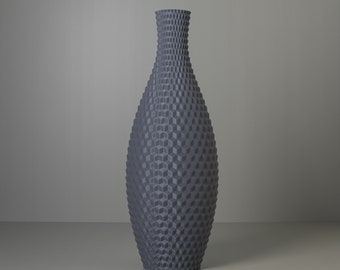 Floor Vase LUZI Gray, 3D Printed Geometric Decoration Vase Made from Recycled Bio-Plastic