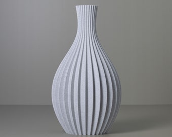 Decorative Table Vase LILY, Marble Grey 3D Printed Table Decor Made from Bio-Plastic