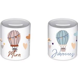 Money box Dino personalized child – Money box with name – Personalized money box – Gift boys girls baptism birth hot air balloon