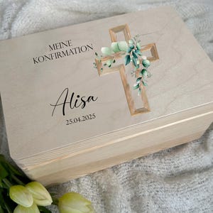 Personalisiertes Geschenk Konfirmation, Holzkiste Erinnerungsbox, Aufbewahrungskiste Holz Bunt, Konfirmationsgeschenk Mädchen Junge