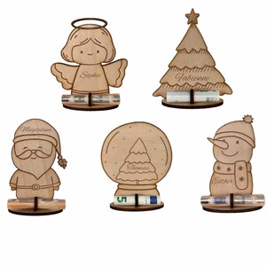 Geldgeschenk Holz zu Weihnachten | Weihnachtsgeschenk Nikolaus für Kinder | DIY Geschenk zum Zusammenstecken | Personalisiert mit Namen