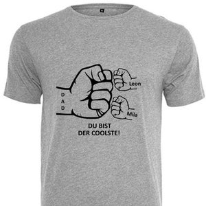 Father&#39;s Day gift T-shirt with name | Personalized dad shirt | Men&#39;s T-shirt Dad with children&#39;s names | Motif Fist Dad is the coolest