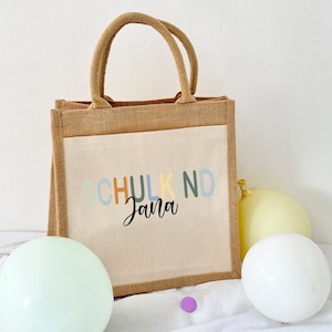 Sac en jute écolier - personnalisé avec nom - sac cadeau en coton pour la rentrée scolaire - écolier 2024 filles et garçons